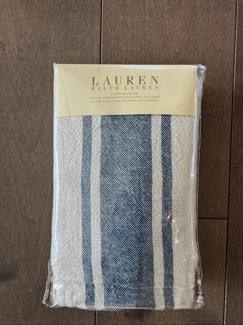 Lauren Ralph Lauren Blue and Cream Striped European Sham - Classic Stripe